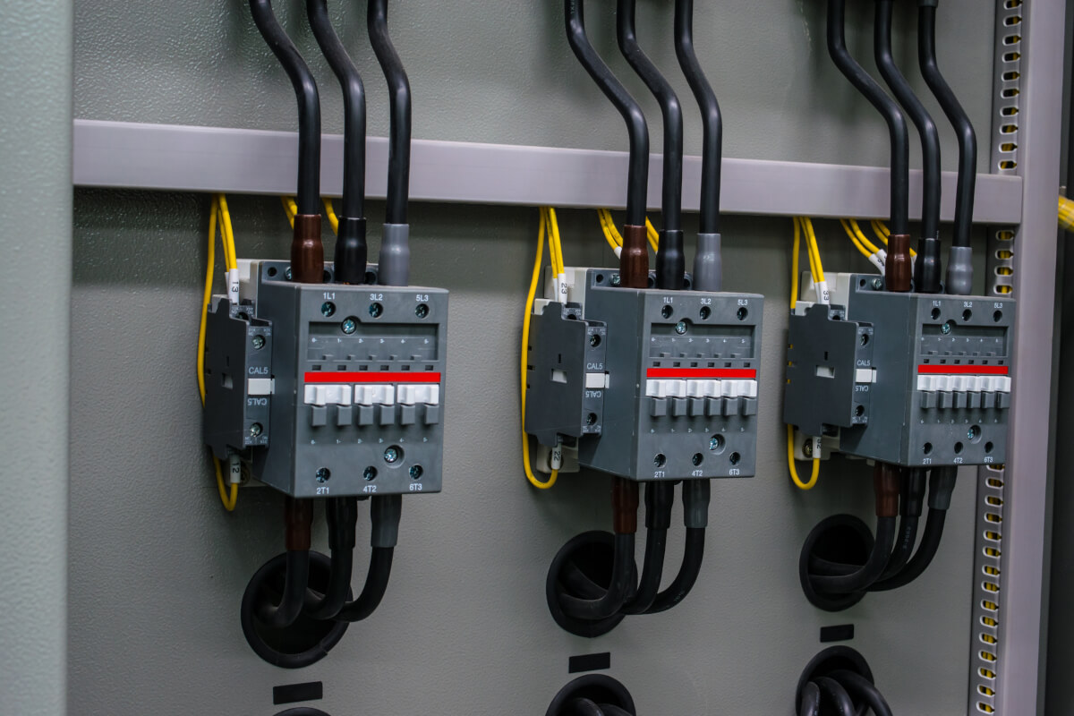 Circuit breakers in control panel.